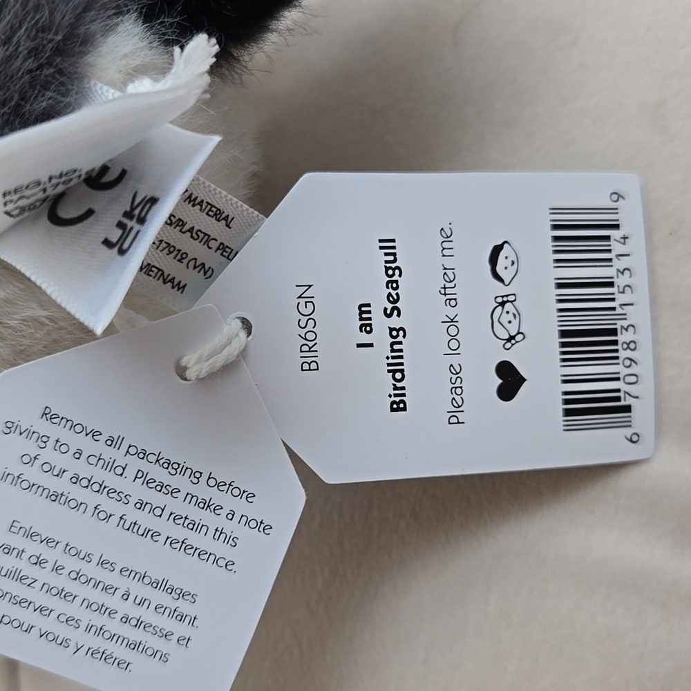 Jellycat Birdling Seagull 4" x 3" Plush White & Gray NWT - Picture 5 of 6
